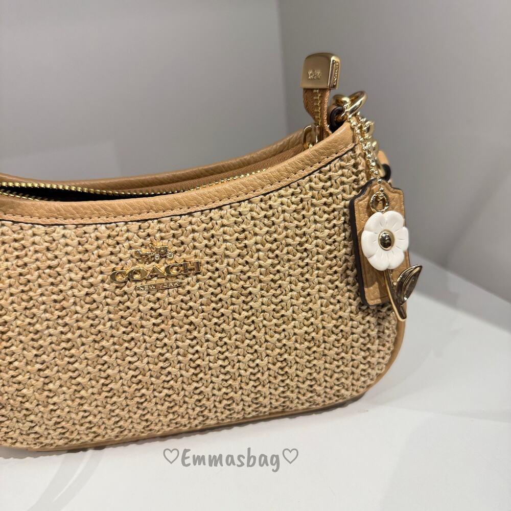 Coach Teri Mini Crossbody Bag CDW66 straw/Gold/Toast - Picture 2 of 6